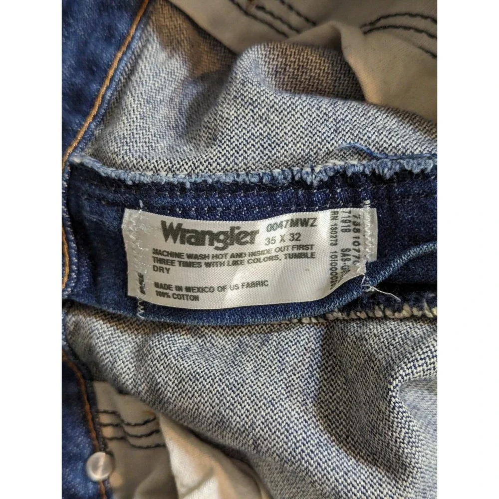 Wrangler Denim Blue Jeans Adult Size 35x32  Regular Fit Cowboy 47MWZ Mens Cotton